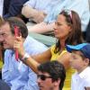 Jean-Pierre Pernaut et Nathalie Marquay accompagné de leur fils lors du onzième jour des Internationaux de France à Roland-Garros le 5 juin 2013