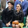 Pierre Niney et sa compagne Natasha Andrews  - finale opposant Rafael Nadal à David Ferrer au tournoi de Roland-Garros, à Paris le 9 juin 2013.   