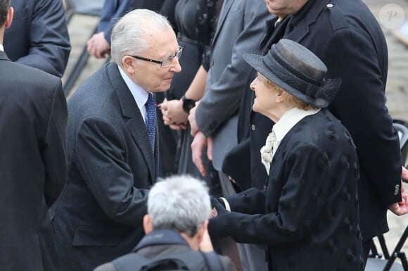 Jacques Delors et Gilberte Mauroy lors de l'hommage de la Nation à Pierre Mauroy, le 11 juin 2013 aux Invalides à Paris