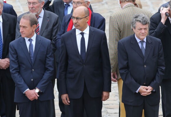 Bertrand Delanoë, Harlem Désir et Jean-Louis Borloo lors de l'hommage de la Nation à Pierre Mauroy, le 11 juin 2013 aux Invalides à Paris