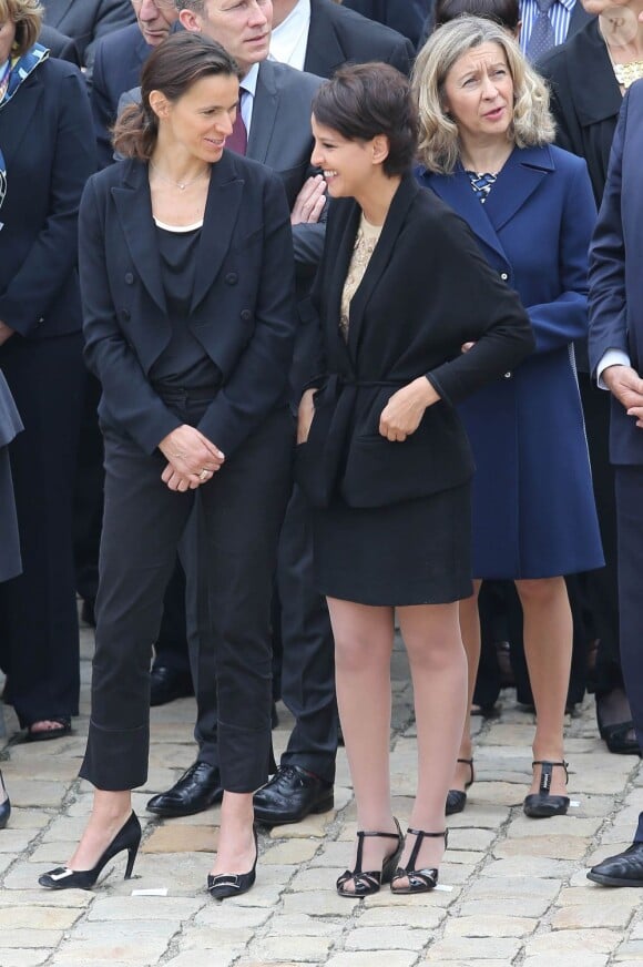 Aurélie Filippetti, Najat Vallaud-Belkacem lors de l'hommage de la Nation à Pierre Mauroy, le 11 juin 2013 aux Invalides à Paris
