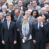 Arnaud Montebourg, Delphine Batho, Michel Sapin lors de l'hommage de la Nation à Pierre Mauroy, le 11 juin 2013 aux Invalides à Paris