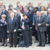 Robert Badinter, Jacques Delors et sa femme, Martine Aubry lors de l'hommage de la Nation à Pierre Mauroy, le 11 juin 2013 aux Invalides à Paris