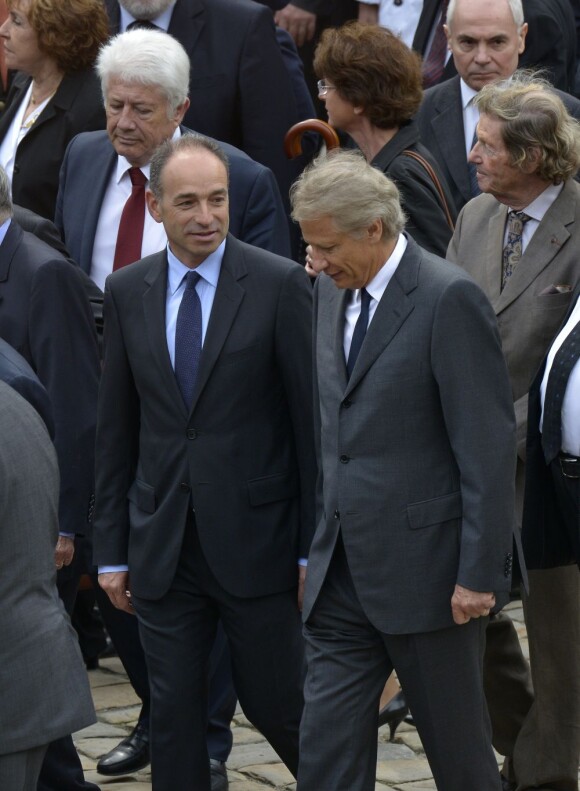 Jean-François Coppé, Dominique de Villepin lors de l'hommage de la Nation à Pierre Mauroy, le 11 juin 2013 aux Invalides à Paris