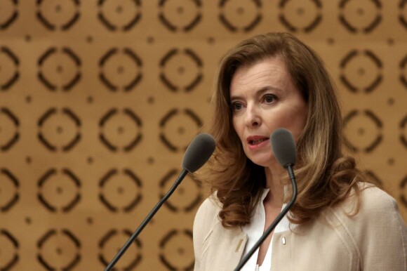 Valérie Trierweiler lors d'un colloque sur l'enfance maltraitée au Sénat à Paris le 14 juin 2013.