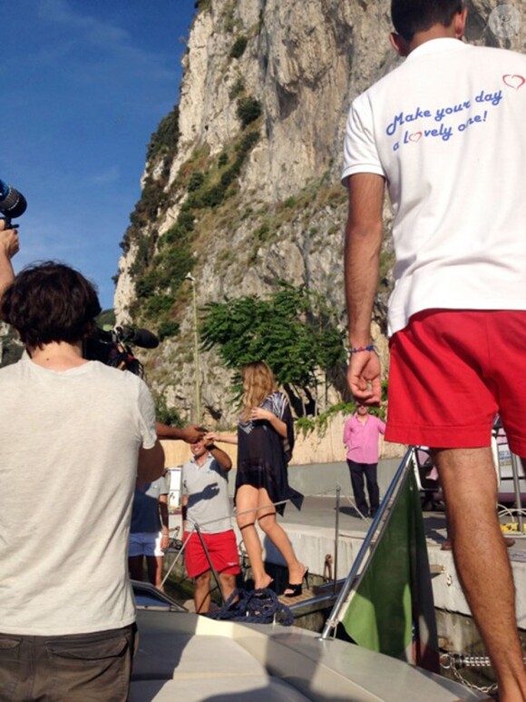 La chanteuse Mariah Carey et Miguel à Puglia en Italie pour le tournage d'un nouveau clip. Le 17 juin 2013.