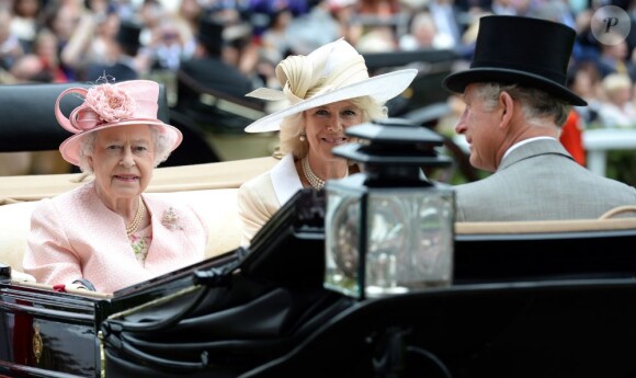 Prince Charles, Prince of Wales, Queen Elizabeth ll and Camilla, Duchess of Cornwall arrive in an open carriage to attend the first day of Royal Ascot , UK, on June 18, 2013. Photo by Anwar Hussein/PA Photos/ABACAPRESS.COM19/06/2013 - Ascot