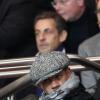 JoeyStarr et Nicolas Sarkozy lors du match de football PSG - Lyon au Parc des Princes - à Paris 16 décembre 2012
