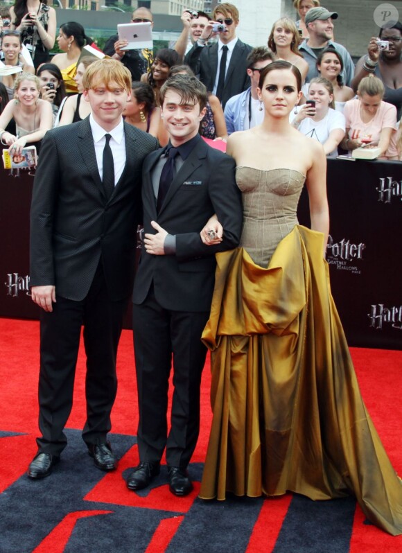 Rupert Grint, Emma Watson et Daniel Radcliffe à la première de Harry Potter et les reliques de la mort II, à New York, le 11 juillet 2011.