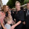 Sharon Stone, son fils Roan et Marisa Berenson - Ouverture de la nouvelle boutique Fendi, 51 avenue Montaigne à Paris, le 3 juillet 2013.