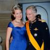 Le prince Philippe de Belgique et la princesse Mathilde de Belgique au diner de gala organisé au Palais Grand-Ducal, à l'occasion du mariage du prince Guillaume de Luxembourg et de la comtesse Stephanie de Lannoy à Luxembourg, le 19 octobre 2012.
