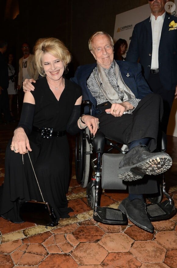Fanny Ardant et Franco Zeffirelli lors de la soirée de remise des prix "Globi d'Oro" à Rome le 3 juillet 2013