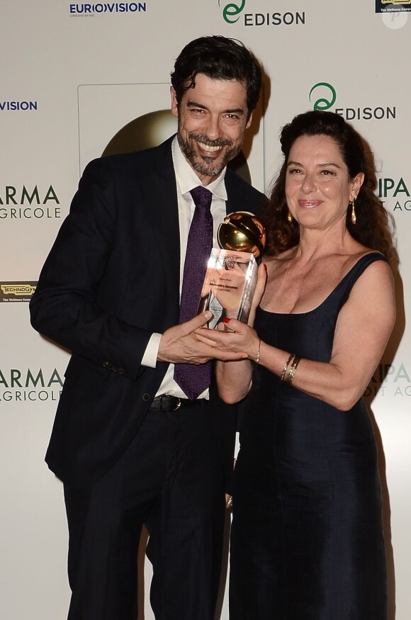 Alessandro Gasmann et Monica Guerritore lors de la soirée de remise des prix "Globi d'Oro" à Rome le 3 juillet 2013