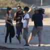 Kendall Jenner et son frère Brody Jenner font du surf, à Malibu, pour les besoins de la télé réalité Keeping Up With The Kardashians, le 8 juillet 2013.