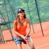 Alicia Fall au tournoi de tennis de l'association Enfant star et match à Juan les Pins, le 9 juillet 2013.