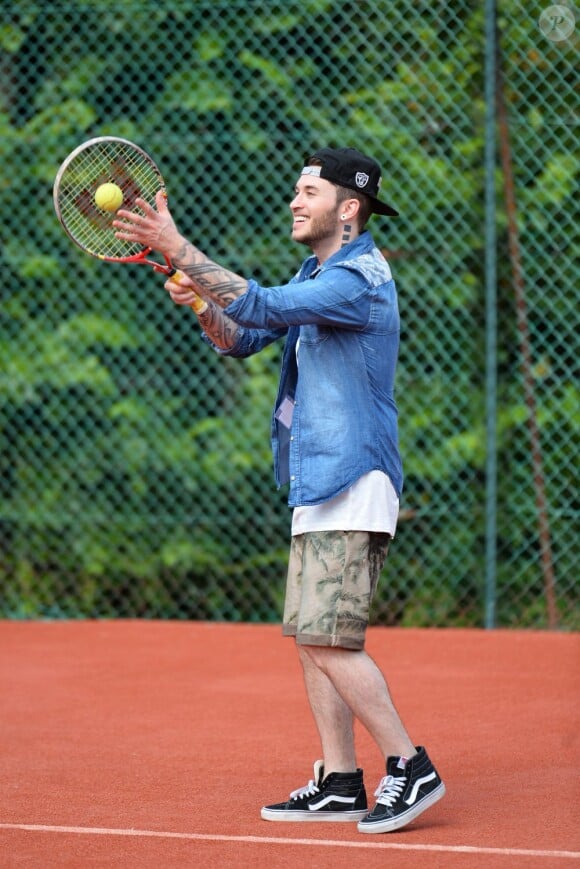 Anthony Kruger (ex-Tribal King) au tournoi de tennis de l'association Enfant star et match à Juan les Pins, le 9 juillet 2013.