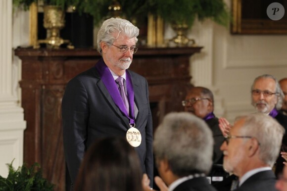 George Lucas lors de la remise des médailles nationales des arts à Washington le 10 juillet 2013