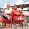 Björn Borg et Henri Leconte à Saint-Tropez le 12 juillet 2013 lors du 3e Classic Tennis Tour.
