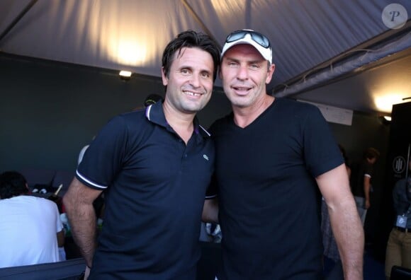 Fabrice Santoro et Alain Boghossian à Saint-Tropez le 12 juillet 2013 lors du 3e Classic Tennis Tour.