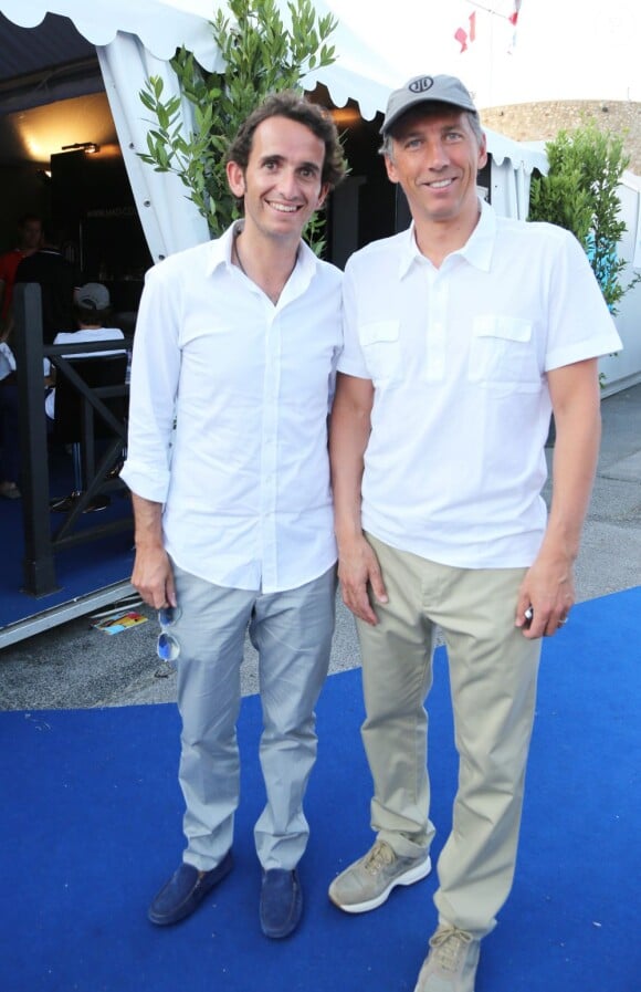 Alexandre Bompard et Stéphane Courbit à Saint-Tropez le 12 juillet 2013 lors du 3e Classic Tennis Tour.