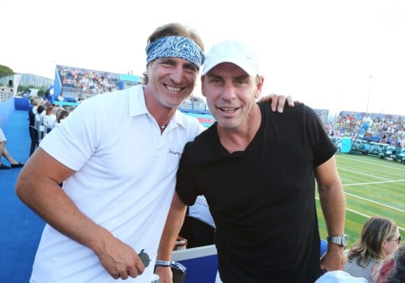 David Ginola et Alain Boghossian à Saint-Tropez le 12 juillet 2013 lors du 3e Classic Tennis Tour.