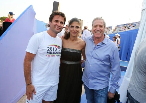 Fabrice Santoro, Hoda Roche et Jean-Claude Darmon à Saint-Tropez le 12 juillet 2013 lors du 3e Classic Tennis Tour.