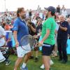 Henri Leconte et Cyril Hanouna en forme à Saint-Tropez le 12 juillet 2013 lors du 3e Classic Tennis Tour.