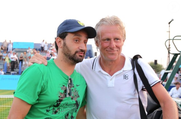 Cyril Hanouna et Björn Borg à Saint-Tropez le 12 juillet 2013 lors du 3e Classic Tennis Tour.