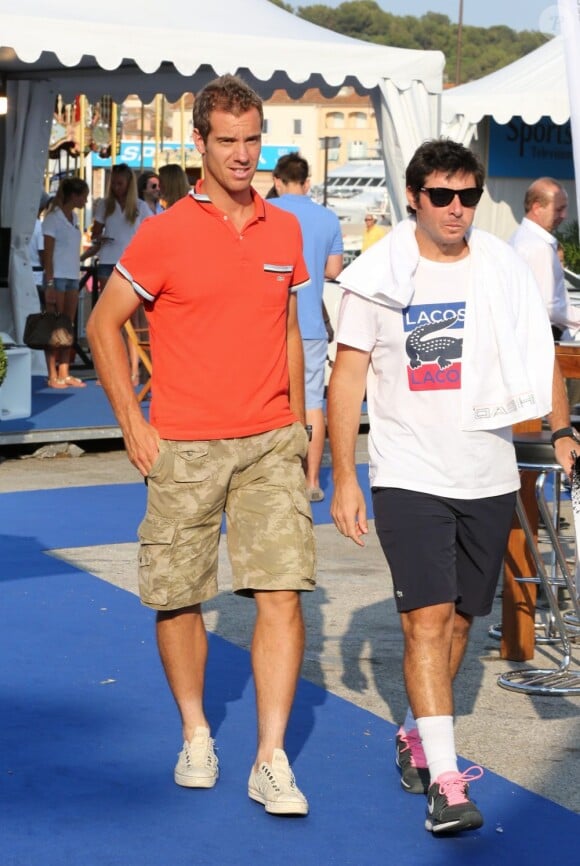 Richard Gasquet et Sébastien Grosjean à Saint-Tropez le 12 juillet 2013 lors du 3e Classic Tennis Tour.