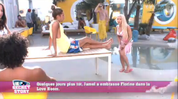 Florine, Eddy et Jamel dans la quotidienne de Secret Story 7 sur TF1 le samedi 13 juillet 2013