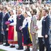 La famille royale de Suède le 14 juillet 2013 lors des célébrations à Borgholm du 36e anniversaire de la princesse Victoria.