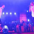 Jay-Z et Justin Timberlake en concert au Yankee Stadium de New York dans le cadre de leur "Legends of summer Tour", le 19 juillet 2013.