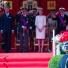 Le roi Philippe, la reine Mathilde, le roi Albert II et la reine Paola de belgique - la famille royale de Belgique assite à la parade militaire à Bruxelles, le 21 juillet 2013.