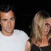 Jennifer Aniston et son fiancé Justin Theroux au Blue Hill Restaurant de New York, le 20 juillet 2013.