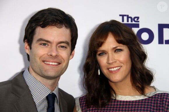 Bill Hader et sa femme réalisatrice Maggie Carey à la première du film The To Do List à Westwood, le 23 juillet 2013.