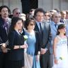 Jack Lang, sa femme Monique et leur famille aux obsèques de Valérie Lang au cimetière de Montparnasse à Paris le 25 juillet 2013