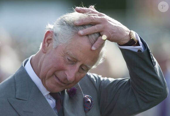 Ça se recoiffe... Le prince Charles à la Westchester Cup de polo le 28 juillet 2013 au Great Park de Windsor.