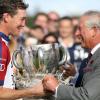 Le prince Charles à la Westchester Cup de polo, duel anglo-américain remporté par les Anglais, le 28 juillet 2013 au Great Park de Windsor.