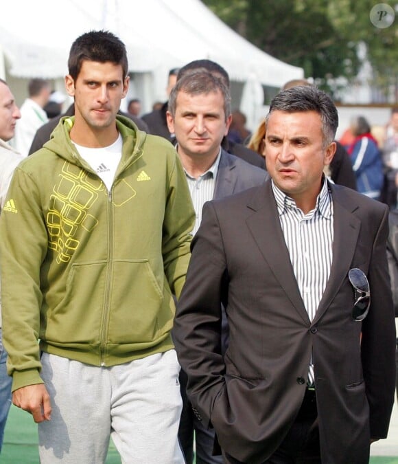 Novak Djokovic et son père Srdjan Djokovic le 7 mai 2009 à Belgrade
