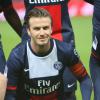 David Beckham lors du dernier match de sa carrière, au Parc des Princes le 18 mai 2013, face à Brest.