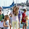 Dernier jour de stage à l'école de voile Calanva de Palma de Majorque pour les enfants de la famille royale d'Espagne, le 5 août 2013.