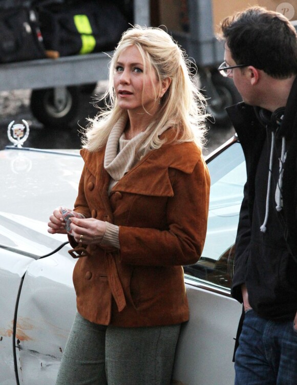 Jennifer Aniston sur le tournage de Life of Crime, inspiré d'un roman de Elmore Lonard, le 12 février 2013