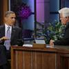 Barack Obama répond aux questions de Jay Leno sur le plateau de son émission The Tonight Show with Jay Leno, le 6 août 2013.