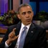 Barack Obama lors de son passage sur le plateau de l'émission The Tonight Show with Jay Leno, le 6 août 2013.