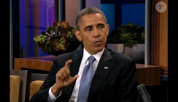 Barack Obama lors de son passage sur le plateau de l'émission The Tonight Show with Jay Leno, le 6 août 2013.