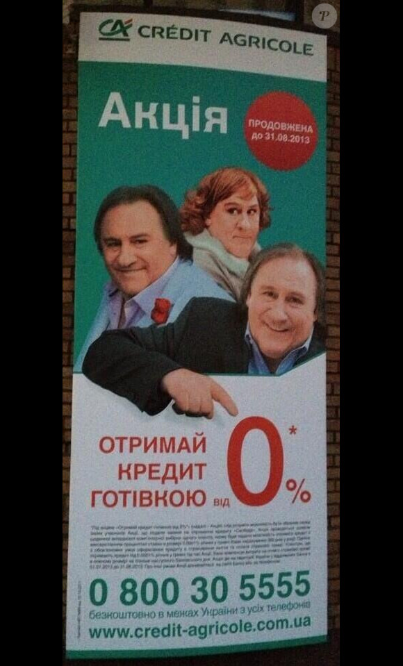 Publicité de Gérard Depardieu pour le Crédit Agricole ukrainien - août 2013