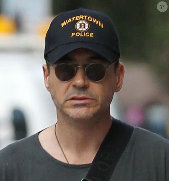 Exclusif - Robert Downey Jr. avec sa femme Susan et leur fils Exton à Boston, le 10 août 2013.