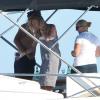 L'ancien top Jodie Kidd arrive au Nikki Beach de Saint-Tropez le 11 août 2013