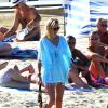 L'ancien top Jodie Kidd arrive au Nikki Beach de Saint-Tropez le 11 août 2013