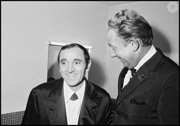 Charles Aznavour et Charles Trénet dans l'émission Le Palmarès des chansons en 1966